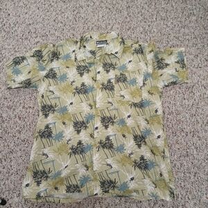 Columbia Men's Hawaiian Blend Button-Up Short Sleeve Shirt Size 2XL Palm Trees